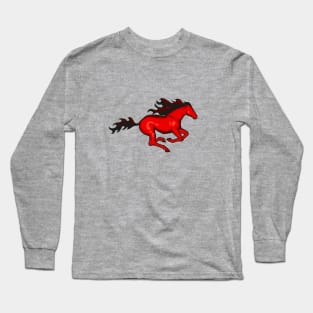 Red running horse Long Sleeve T-Shirt